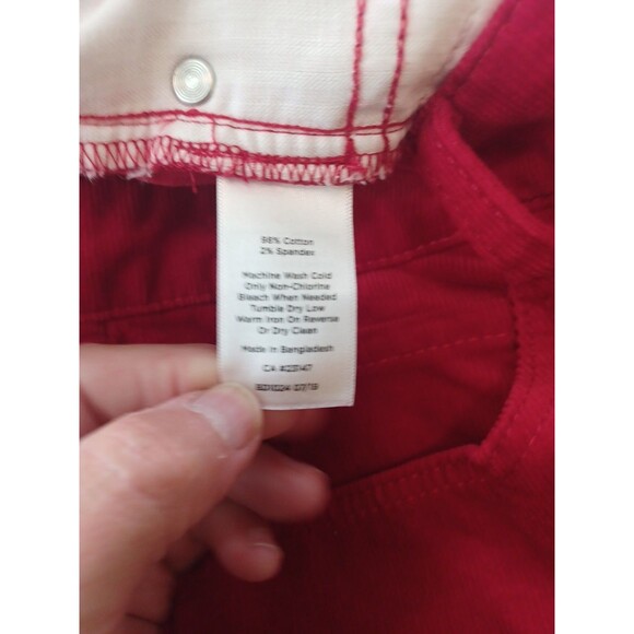 Talbots red corduroy pants 16Petite high rise straight 5-pocket Christmas classi - Picture 7 of 12